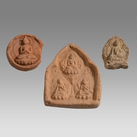 Lot of 3 Terra Cotta Buddha Plaques – China – Liao Dynasty – ca. AD 907-1125.