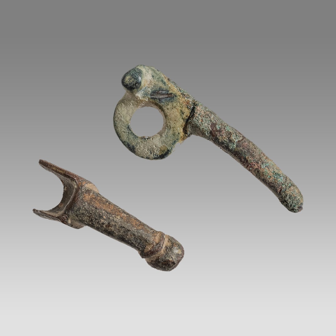 Lot of 2 Bronze Phallic amulets – Roman period – 1st – 3rd c. AD. (1 of 1)