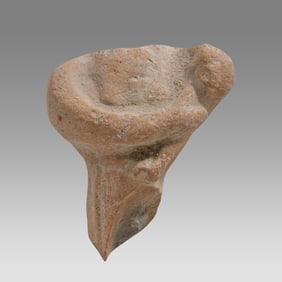 Large Terra Cotta Upper Torso Fragment of Mother goddess (Ashtarte?) holding child in arms. Iron Age
