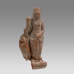 Roman Terracotta Venus with Eros standing on right c.1st to 3rd AD.