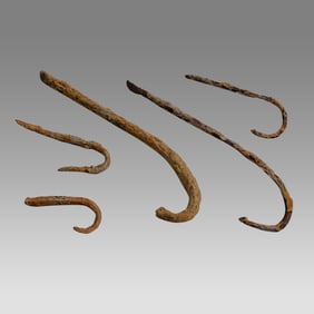 Lot of 5 Iron Fish Hooks Roman period c.2nd-4th century AD.