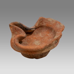 Holyland Terra Cotta Iron Age II Pedestal Oil Lamp – Iron Age II – ca. 900 BC to 600 BC