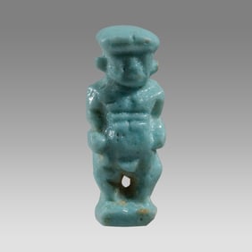 Ancient Egyptian Faience Amulet Of Dwarf Pataikos LATE PERIOD CIRCA 664-332 B.C.