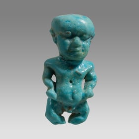 Ancient Egyptian Faience Amulet Of Dwarf Pataikos LATE PERIOD CIRCA 664-332 B.C.