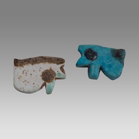 Lot of 2 Ancient Egyptian Faience Eye Of Horus Amulets LATE PERIOD CIRCA 664-332 B.C.