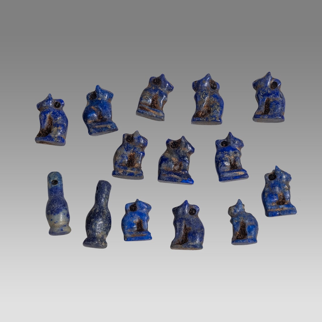 Lot of 14 Ancient Egyptian Lapis Lazuli Amulets LATE PERIOD CIRCA 664-30 B.C. (1 of 1)
