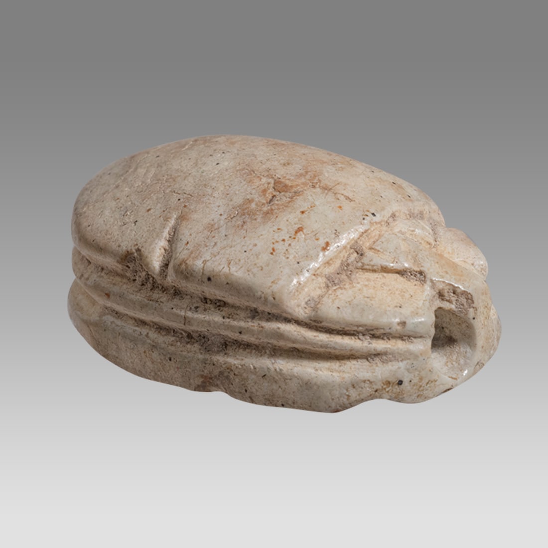 Ancient Egyptian Steatite stone Scarab c.1500-1100 BCE.: Ancient Egyptian Steatite stone Scarab c.1500-1100 BCE. Size 17 x 12 mm. Glazed steatite scarab New Kingdom with stealized beatle back. Provenance: Private collection, bought in Grays Market, previous