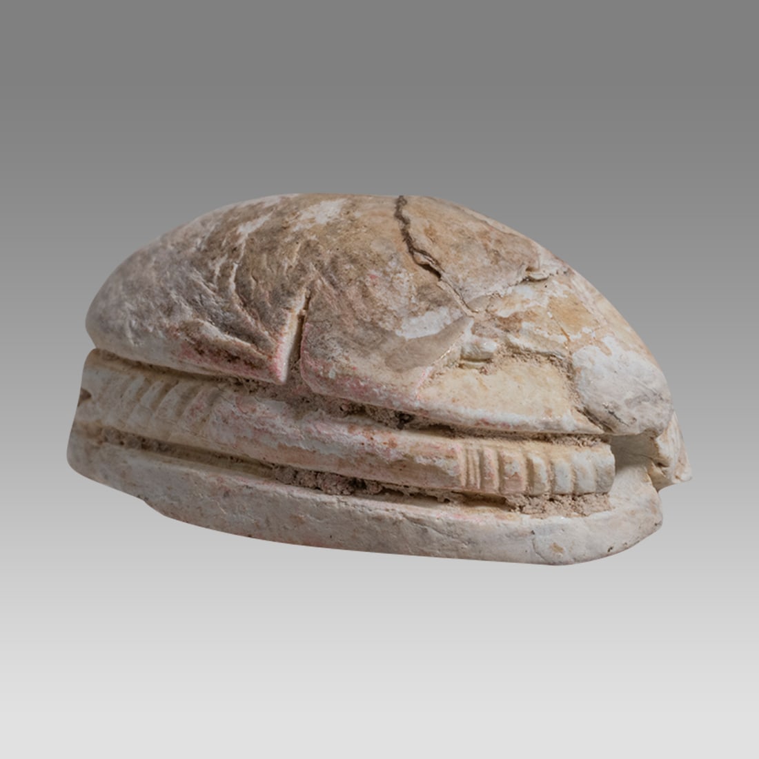 Ancient Egyptian Steatite stone Scarab c.1500-1100 BCE.: Ancient Egyptian Steatite stone Scarab c.1500-1100 BCE. Size 16 x 11 mm. Glazed steatite scarab New Kingdom with stealized beatle back. Provenance: Private collection, bought in Grays Market, previous