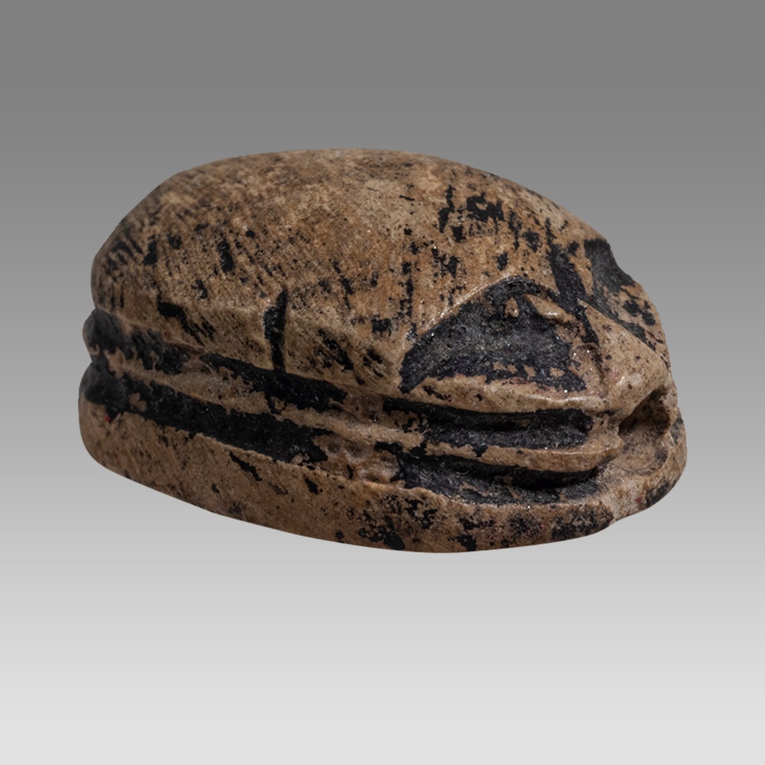 Ancient Egyptian Steatite stone Scarab c.1500-1100 BCE.: Ancient Egyptian Steatite stone Scarab c.1500-1100 BCE. Size 18 x 13 mm. Glazed steatite scarab New Kingdom with stealized beatle back. Provenance: Private collection, bought in Grays Market, previous
