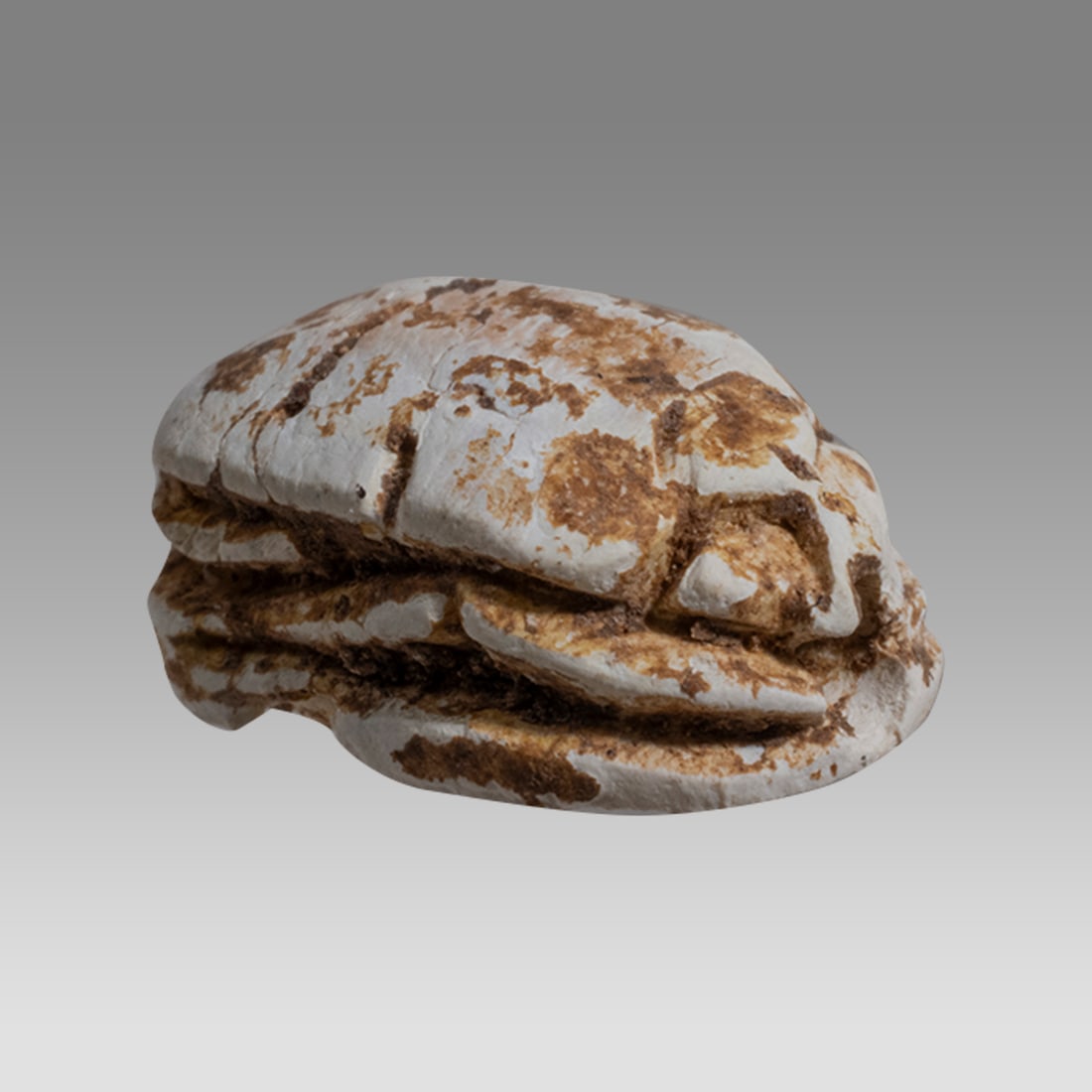 Ancient Egyptian Steatite stone Scarab c.1500-1100 BCE.: Ancient Egyptian Steatite stone Scarab c.1500-1100 BCE. Size 10 x 8 mm. Glazed steatite scarab New Kingdom with stealized beatle back. Provenance: Private collection, bought in Grays Market, previousl