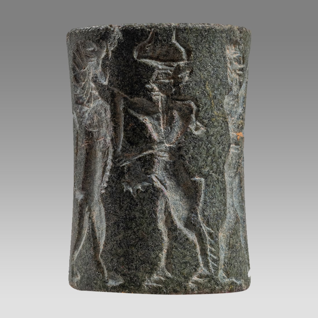 Mesopotamian Large Stone Cylinder Seal with Presentation Scene. (1 of 5)
