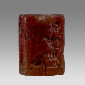 Mesopotamian Large Agate Cylinder Seal with Presentation Scene.