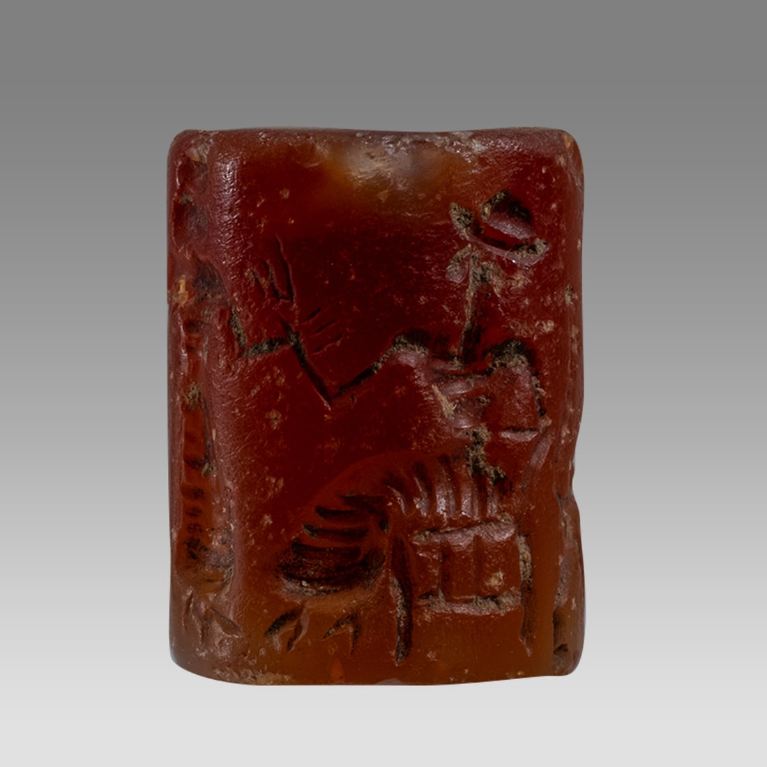 Mesopotamian Large Agate Cylinder Seal with Presentation Scene. (1 of 4)
