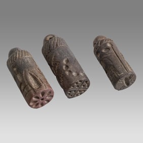 Lot of 3 Mesopotamian Style Stone Cylinder Seals.