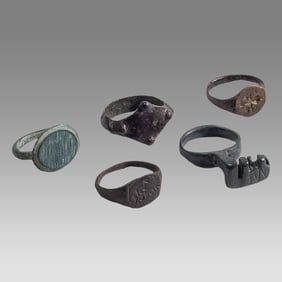 lot of 5 Ancient Roman Bronze Rings c.2nd-4th century AD.