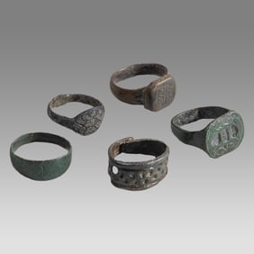 lot of 5 Ancient Roman Bronze Rings c.2nd-4th century AD.