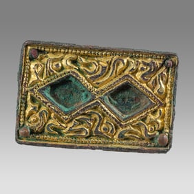 Ancient Roman, Byzantine Gilt Bronze Belt Ornament c.2nd-8th century AD.