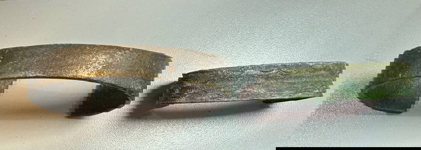 Ancient Roman Bronze Bracelets c.2nd century AD.(2): Ancient Roman Bronze Bracelets c.2nd century AD.(2) Size 2 1/2-3 inches diameter. Lot of 2 Ancient Bronze Bracelets smaller one with ornaet decorations, with choice patina. Provenance: Private collect