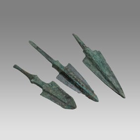Lot of 3 Ancient Luristan Bronze Spear Points c.1000 BC.