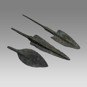 Lot of 3 Ancient Luristan Bronze Spear Points c.1000 BC.