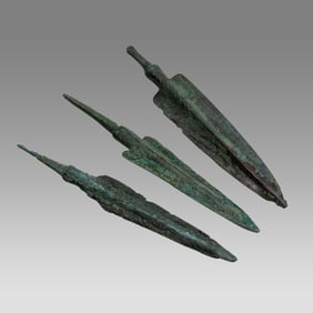 Lot of 3 Ancient Luristan Bronze Spear Points c.1000 BC.