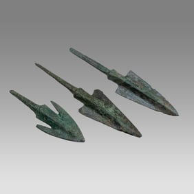 Lot of 3 Ancient Luristan Bronze Spear Points c.1000 BC.
