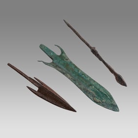 Lot of 3 Ancient Luristan Bronze Spear Points c.1000 BC.