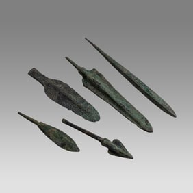 Lot of 4 Ancient Luristan Bronze Spear Points c.1000 BC.
