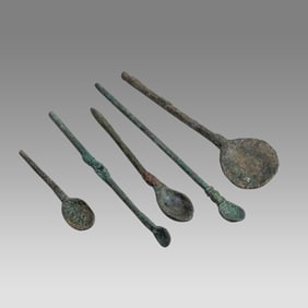 Lot of 5 Ancient Roman Bronze Medical Spoons c.1st-4th century AD.