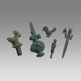 Lot of 5 Ancient Roman Bronze Finials c.1st-4th century AD.