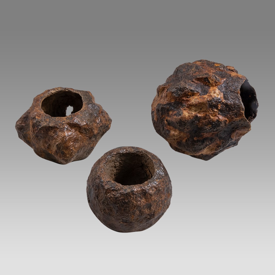 Lot of 3 Ancient Roman Large Cast Iron Mace Heads c.1st-4th century AD. (1 of 1)