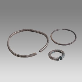 Ancient Roman Silver, Bracelets, Earring c.1st-4th century AD.