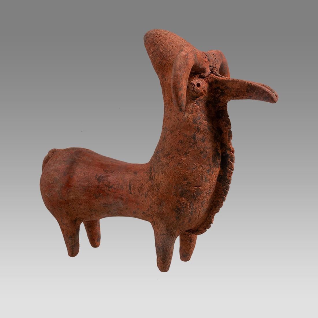 AMLASH STYLE TERRACOTTA FIGURE OF A BULL. (1 of 2)