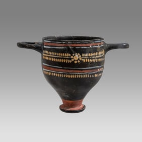 Ancient Greek Magna Graceia Gnathian Pottery Skyphos c.4th century BC.