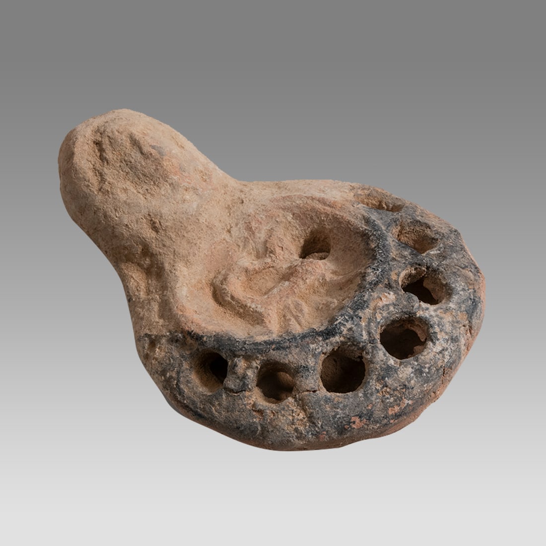 Ancient Byzantine Terracotta Oil Lamp with 7 holes c.6th century AD. (1 of 2)