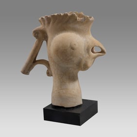 Islamic Kashan Ceramic Ewer Neck with Rooster head.
