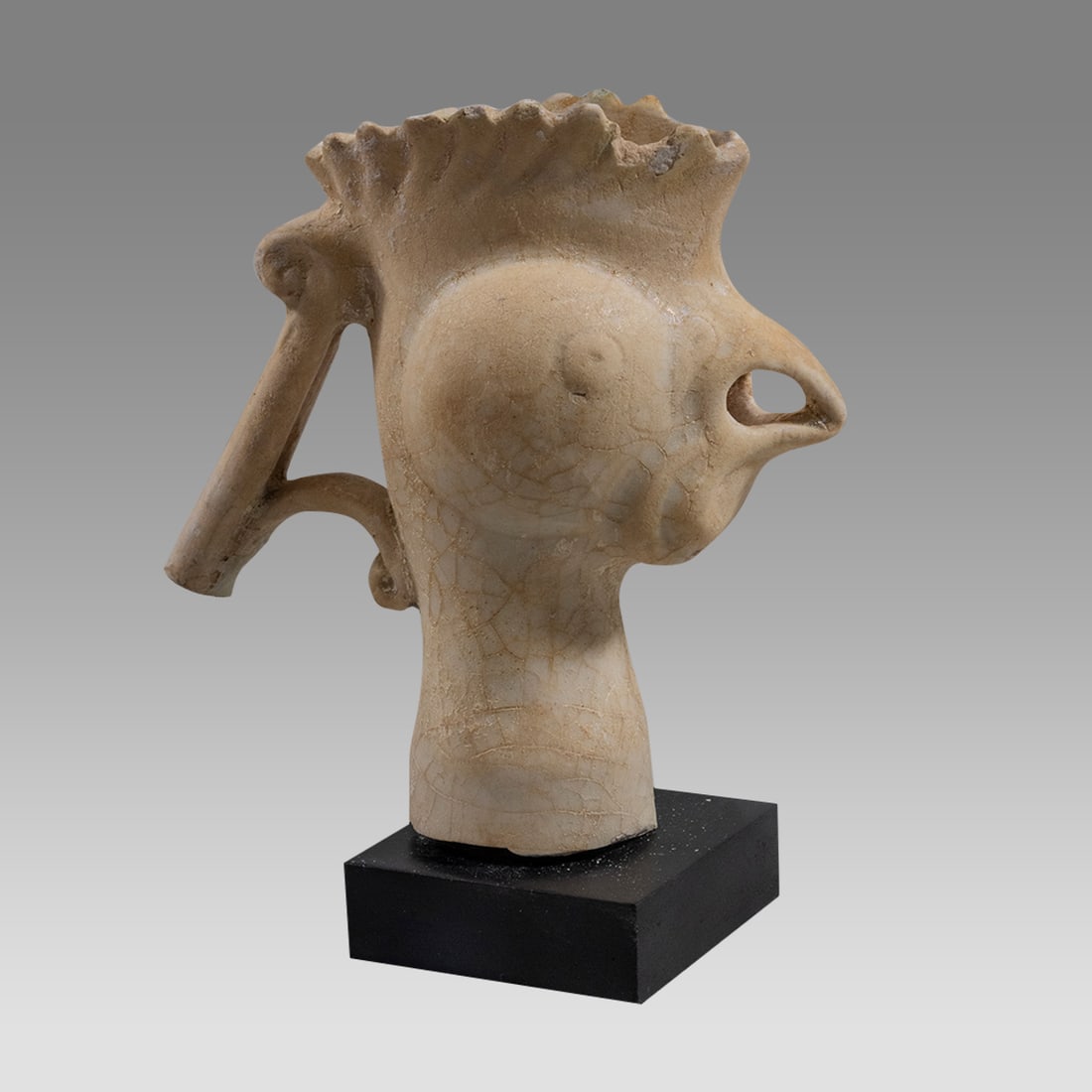 Islamic Kashan Ceramic Ewer Neck with Rooster head. (1 of 2)