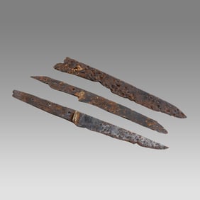 Lot of 3 Medieval Period England Iron Knifes.