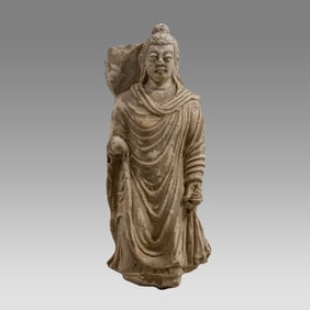 Ancient Gandharan Stucco Figure Of Buddha c.2nd century AD.