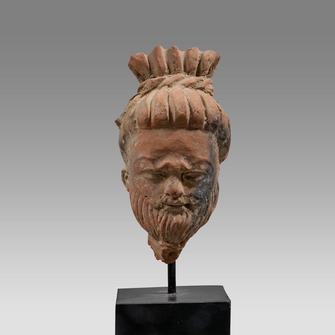 Ancient Kushano Greek Pottery Head Of Bearded Man c.2nd century BC. 1st century AD. (1 of 3)