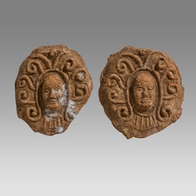 A Pair of Ancient Greek, South Italian Antefixes with Medusas