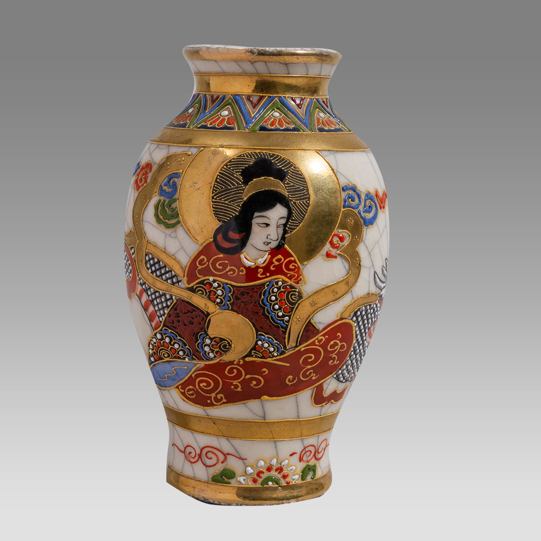 Japanese, Satsuma Ceramic Vase, signed. (1 of 3)