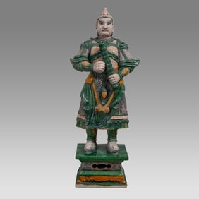 Chinese, Ming Dynasty Large Terracotta Figure of Warrior.