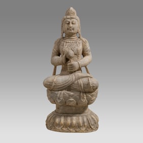 Chinese, Qing Dynasty Large Marble Guanyin, Buddha Figure.