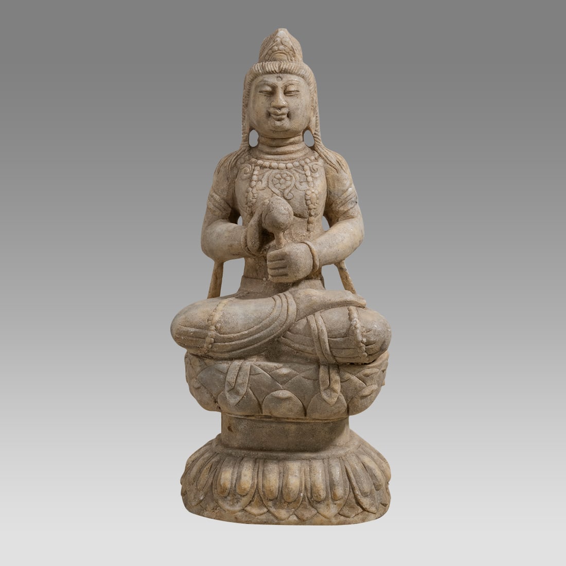 Chinese, Qing Dynasty Large Marble Guanyin, Buddha Figure. (1 of 3)