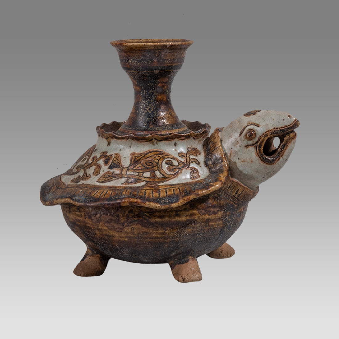 Chinese, Vintage Ceramic Vessel In form Of Turtle. (1 of 3)