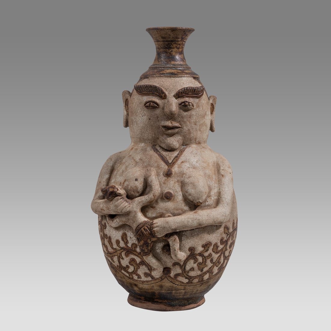 Thai, Large Ceramic Figural Vessel. (1 of 4)