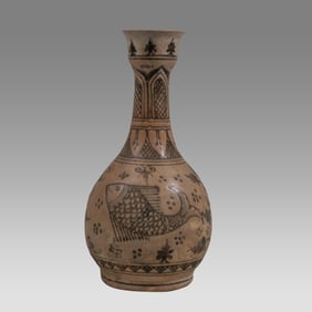 Thai, Ceramic Vessel Decorated with Fish.