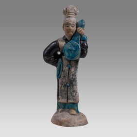 Chinese, Ming Dynasty Ceramic Figure Of Musician.