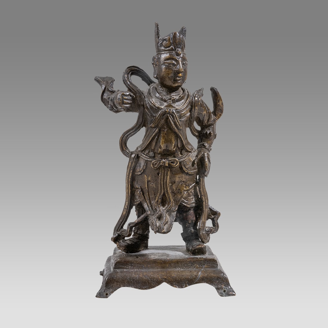 Chinese, Ming Dynasty Bronze Figure Of Warrior, depicting a Guardian King. (1 of 12)